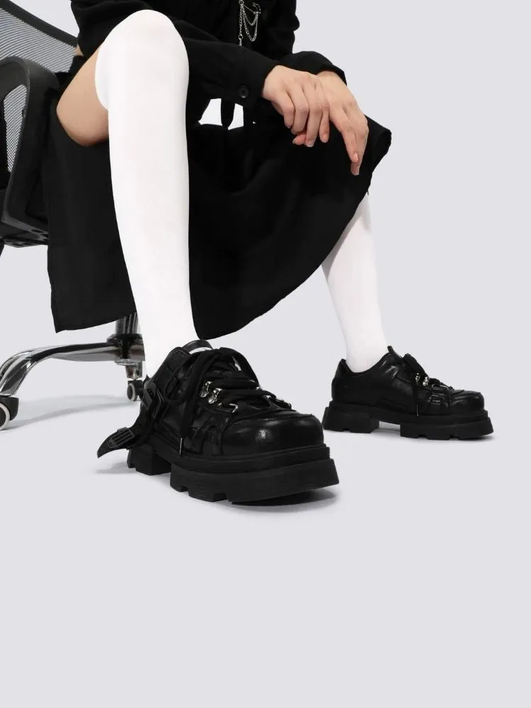 Platform design black slim shoes【s0000004479】