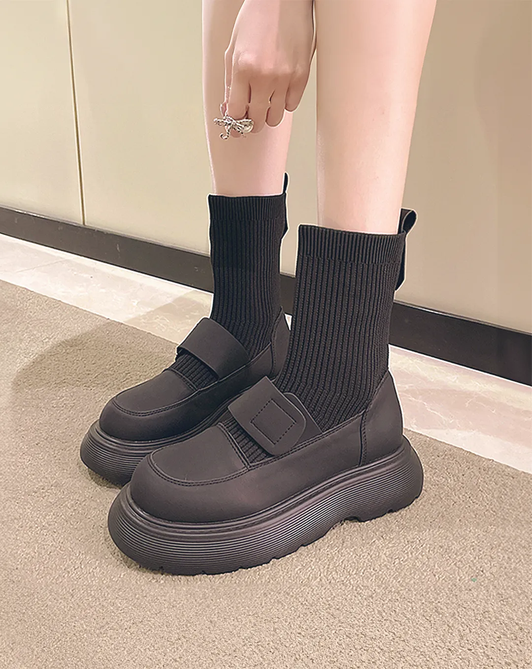 ♀Platform Sock Boots