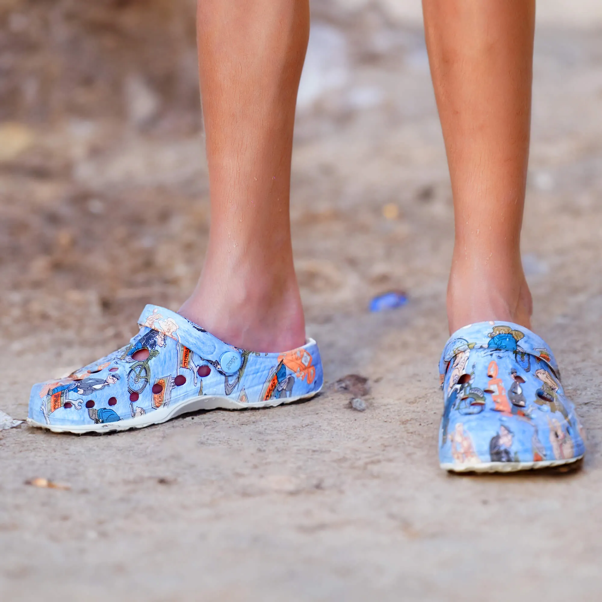 Popeye Biker Print Clogs