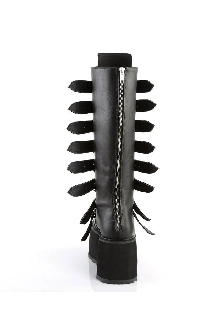 Queen of the DAMNED-318 Boots [Black Vegan Leather]