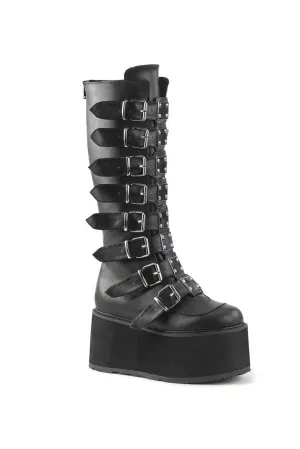 Queen of the DAMNED-318 Boots [Black Vegan Leather]