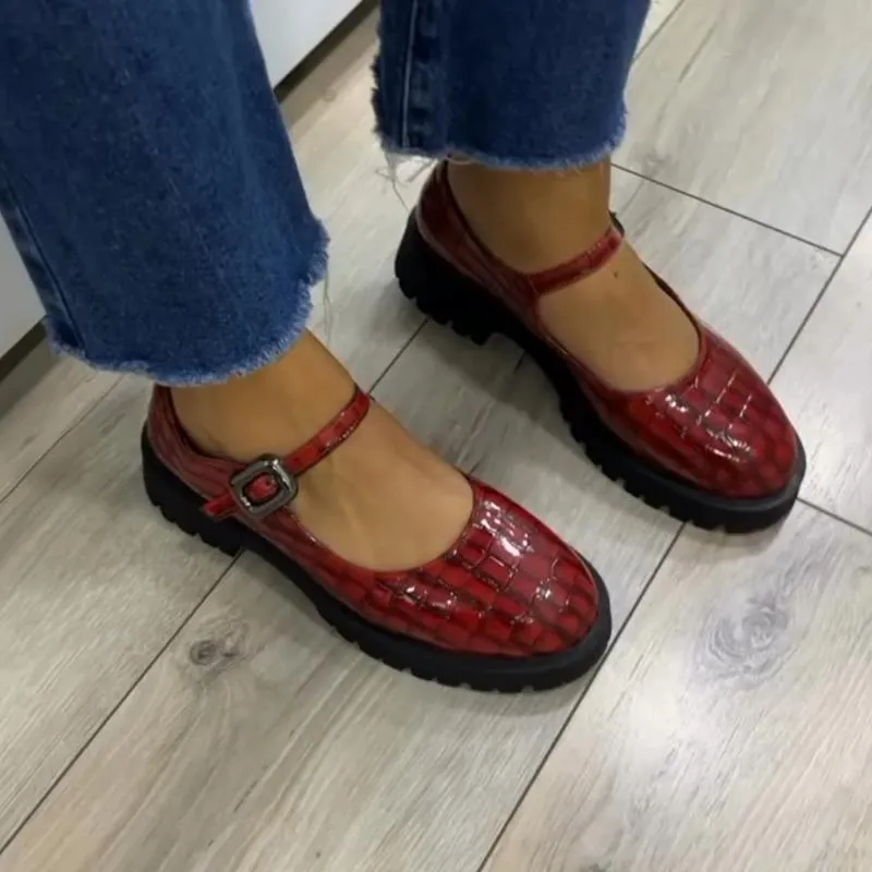 Red Platform Leather Shoes