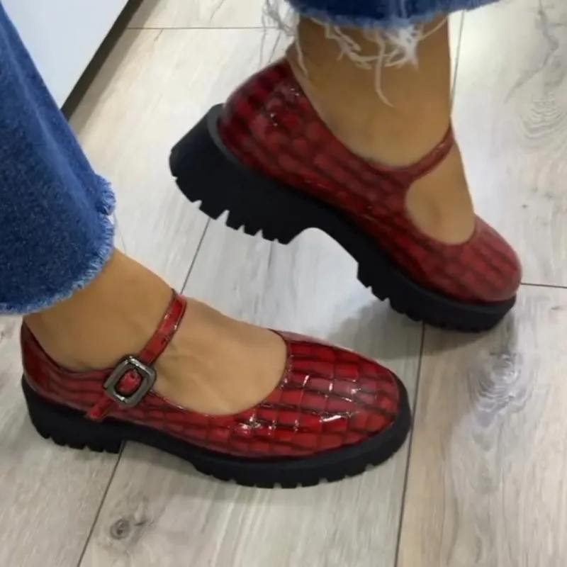 Red Platform Leather Shoes