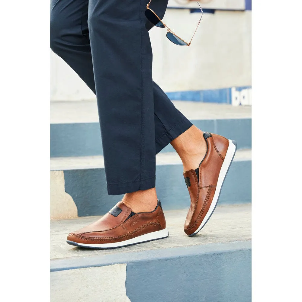 Rieker 11962-25 Titus Mens Brown Leather Slip On Loafers