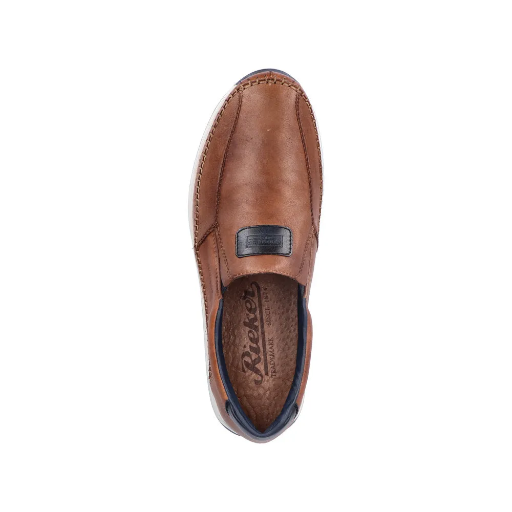 Rieker 11962-25 Titus Mens Brown Leather Slip On Loafers