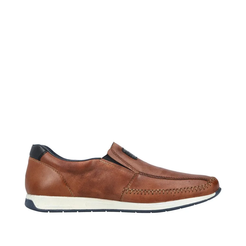 Rieker 11962-25 Titus Mens Brown Leather Slip On Loafers