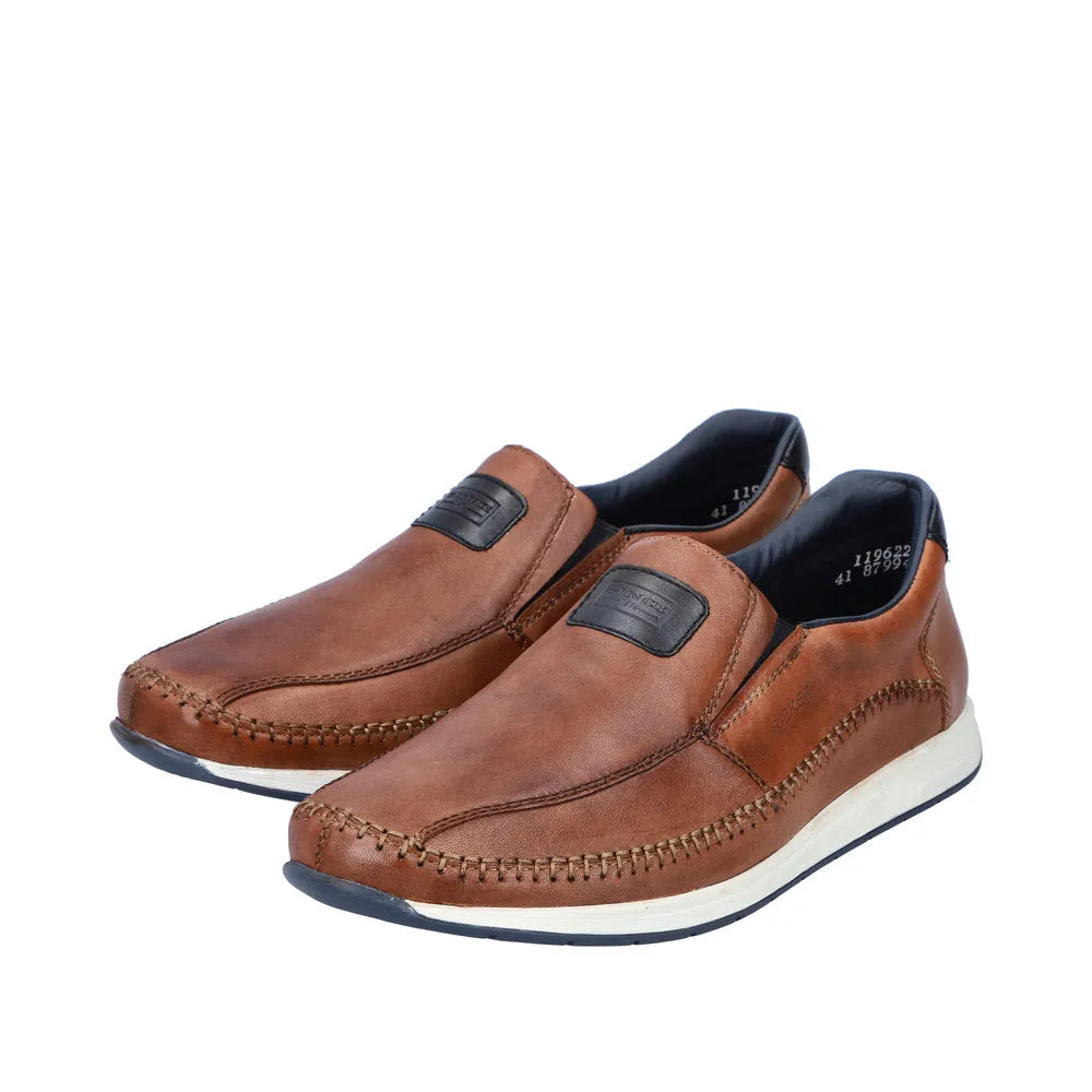 Rieker 11962-25 Titus Mens Brown Leather Slip On Loafers