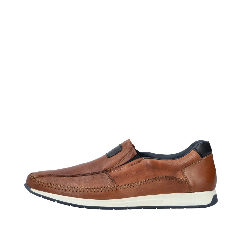 Rieker 11962-25 Titus Mens Brown Leather Slip On Loafers