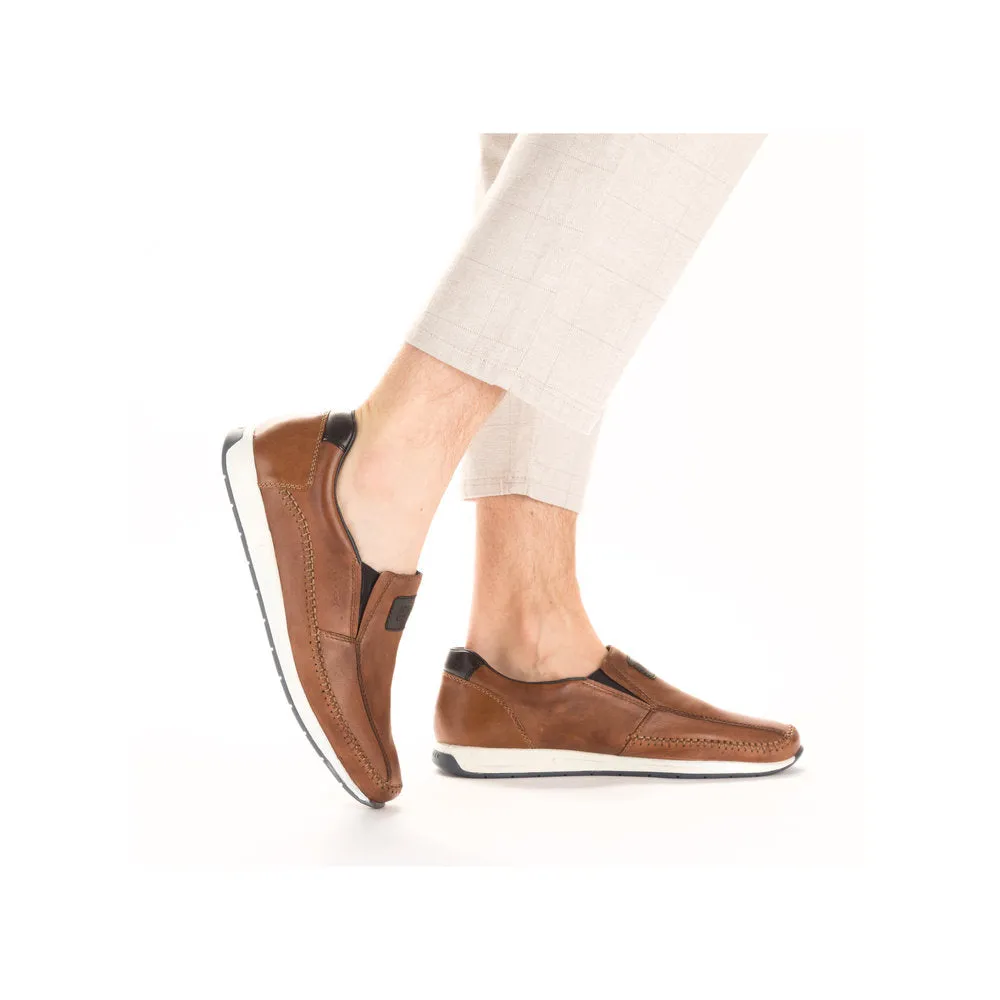 Rieker 11962-25 Titus Mens Brown Leather Slip On Loafers