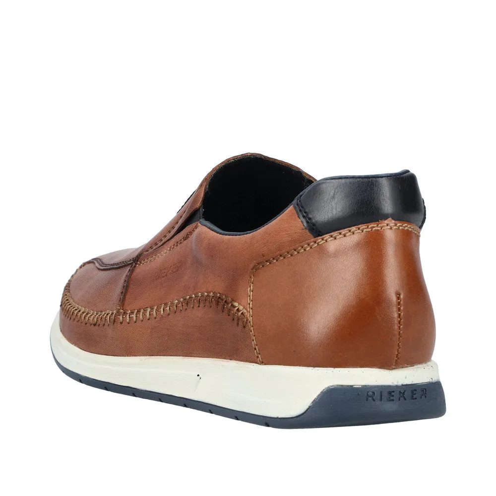 Rieker 11962-25 Titus Mens Brown Leather Slip On Loafers