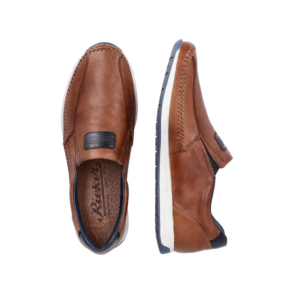 Rieker 11962-25 Titus Mens Brown Leather Slip On Loafers