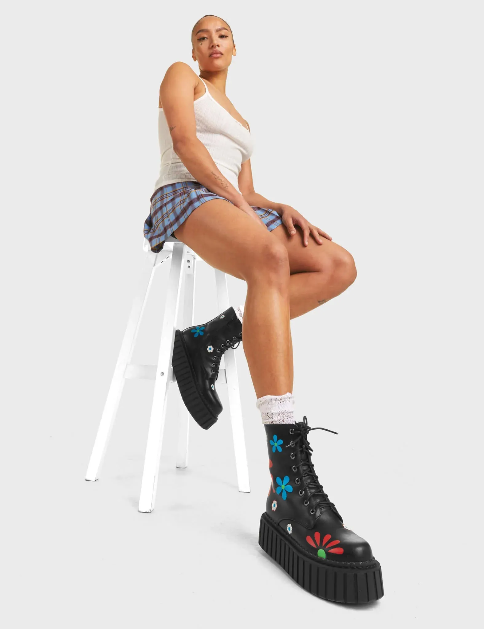 Rocking The Daisies Chunky Ankle Creeper Boots