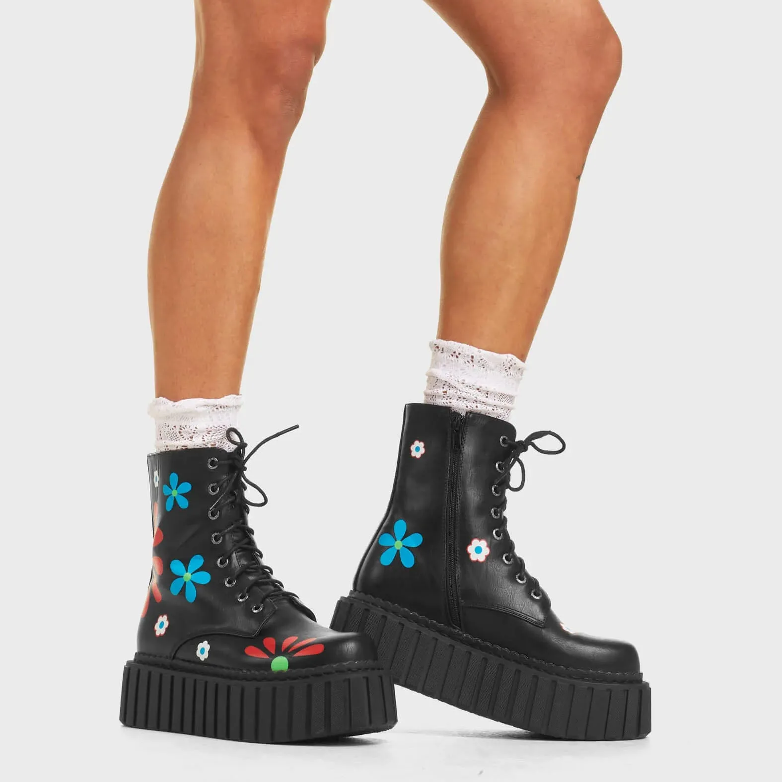 Rocking The Daisies Chunky Ankle Creeper Boots