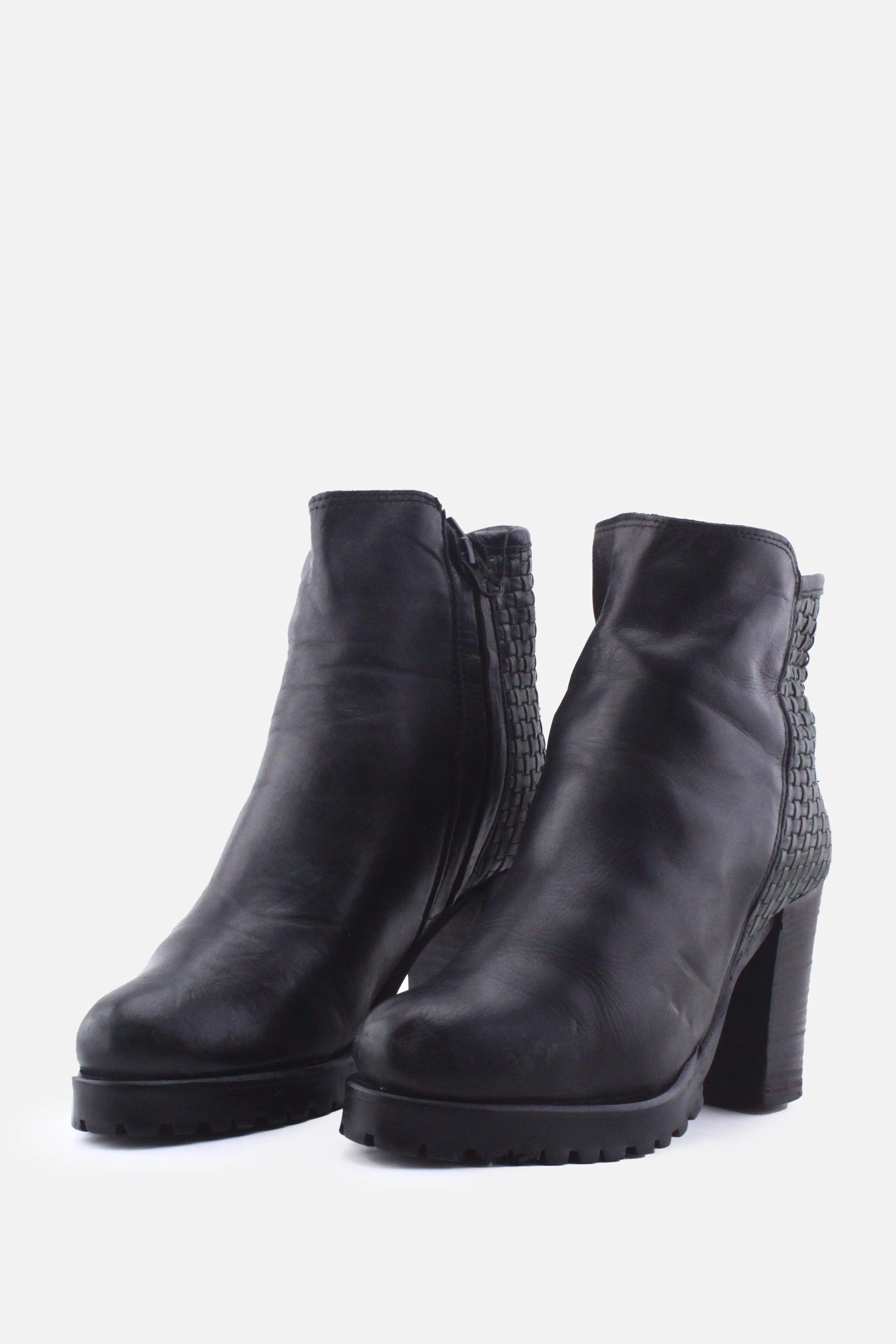 Rose Noise Zipper Platform Boots | 100% Authentic Leather