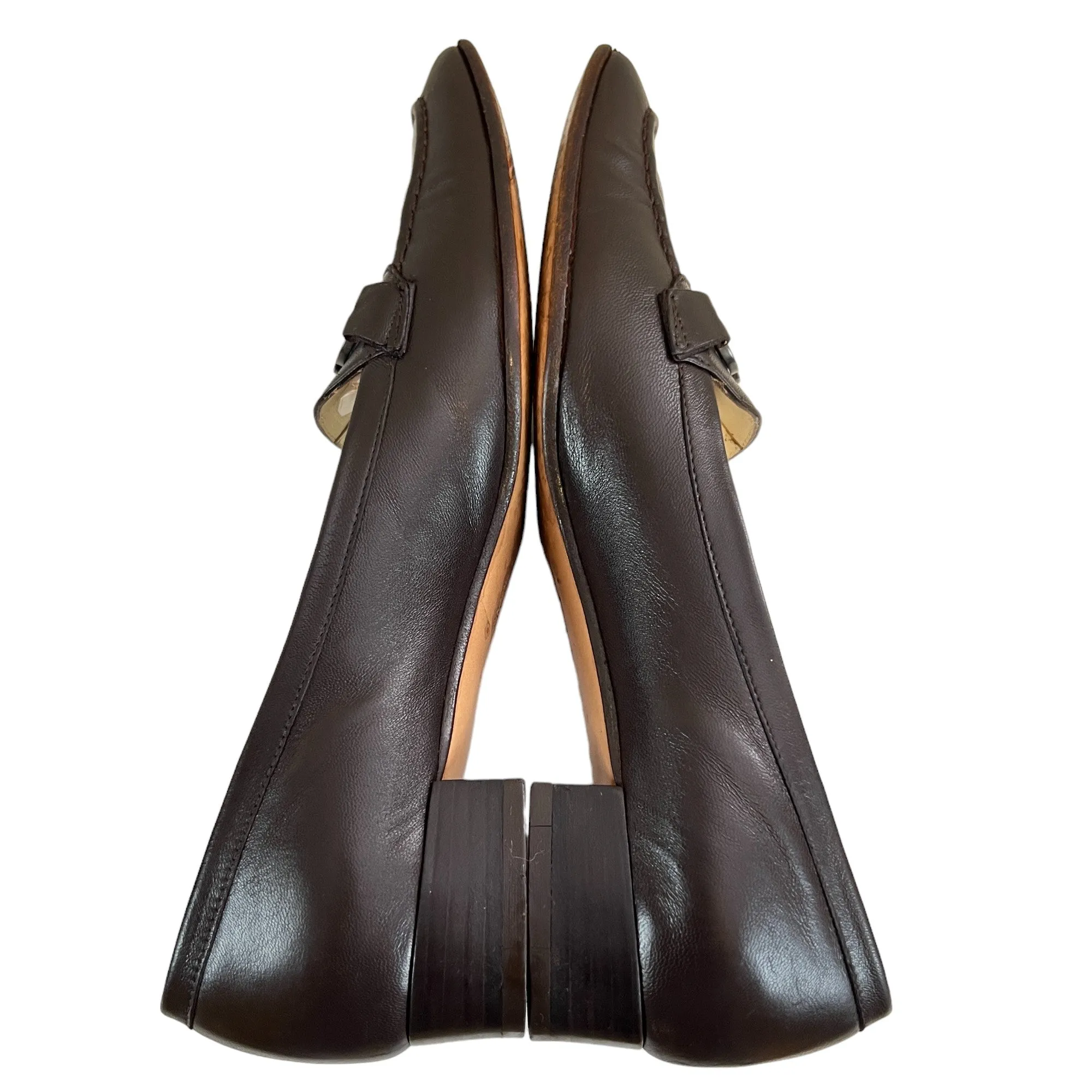 Salvatore Ferragamo Brown Leather Gancini Logo Loafers Size 7 Narrow 4A