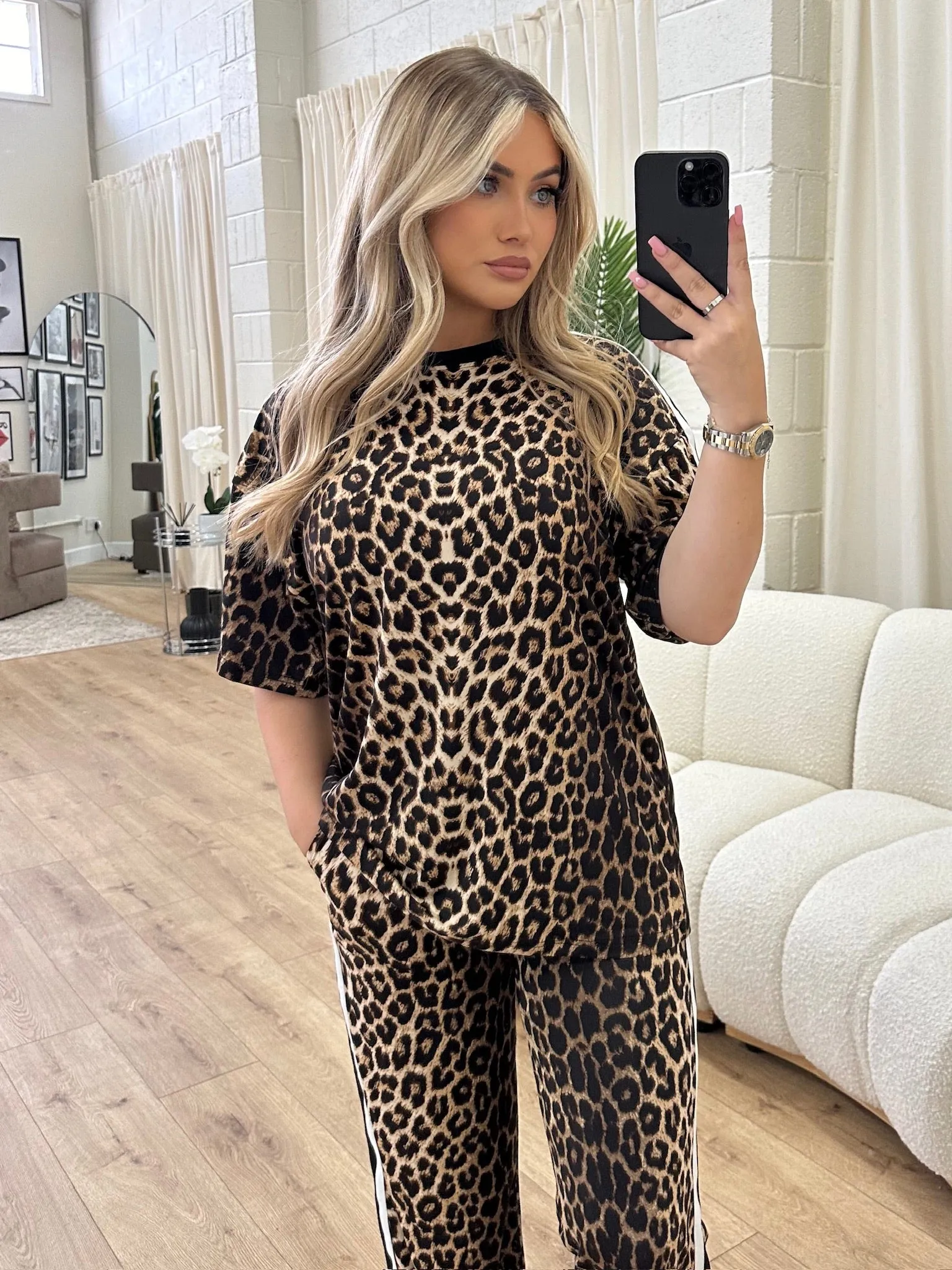 Scarlett black/white stripe Leopard tracksuit