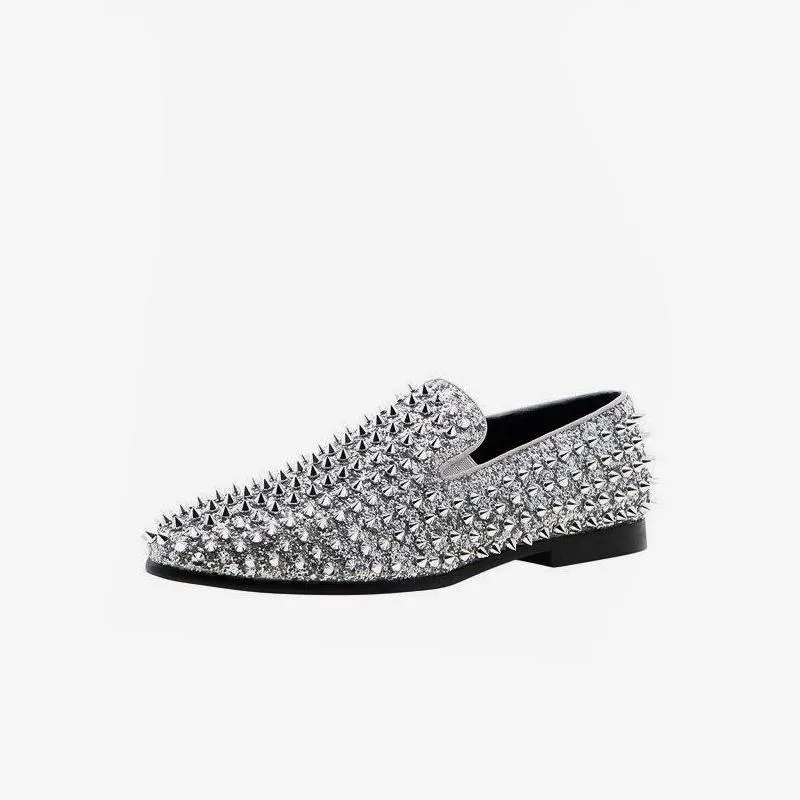 Sequined Glitter Spikes Rivets Loafer