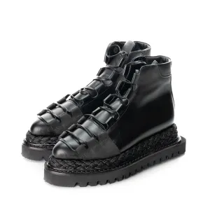 SHR Fall Joy - New Day black leather lace-up booties