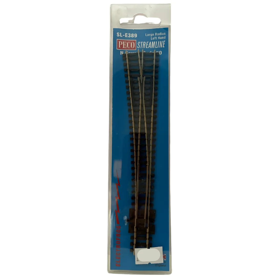 SL-E389 - Left Hand Large Radius Point Electrofrog - N Gauge - PECO STREAMLINE N CODE 80