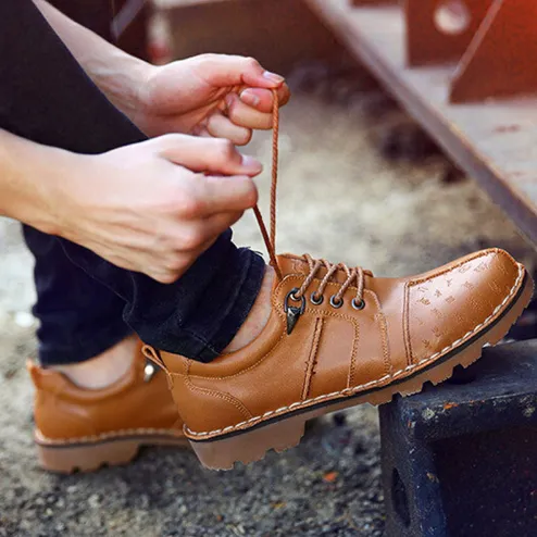 Spring And Autumn Men's Comfortable Boots On Platform