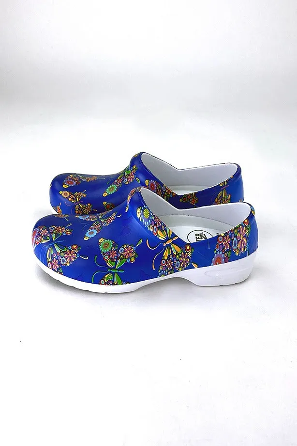 StepZ Women's Slip Resistant Nurse Clogs | Butterfly Bouquet