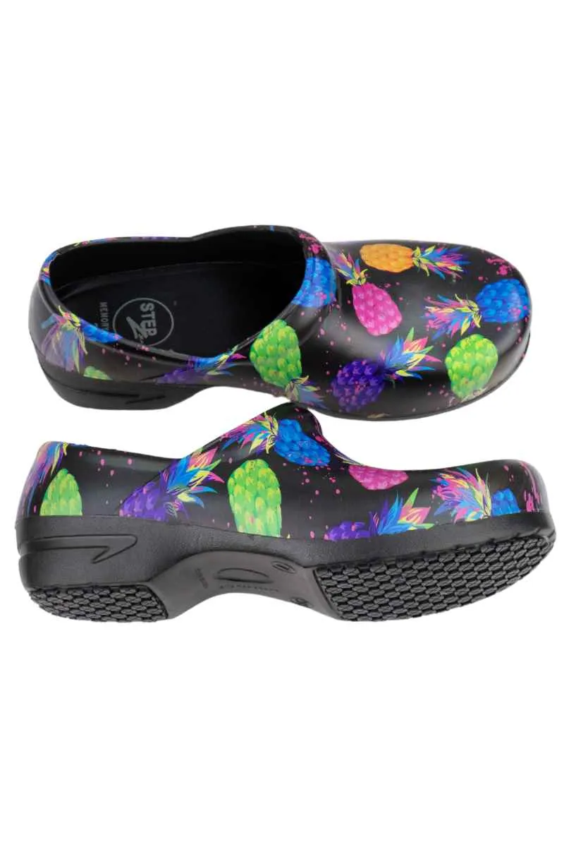 StepZ Women's Slip Resistant Nurse Clogs | Pineapple Paradise