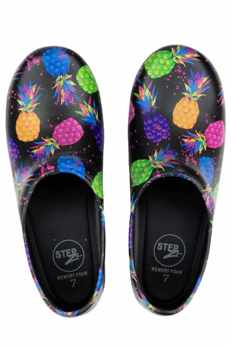 StepZ Women's Slip Resistant Nurse Clogs | Pineapple Paradise
