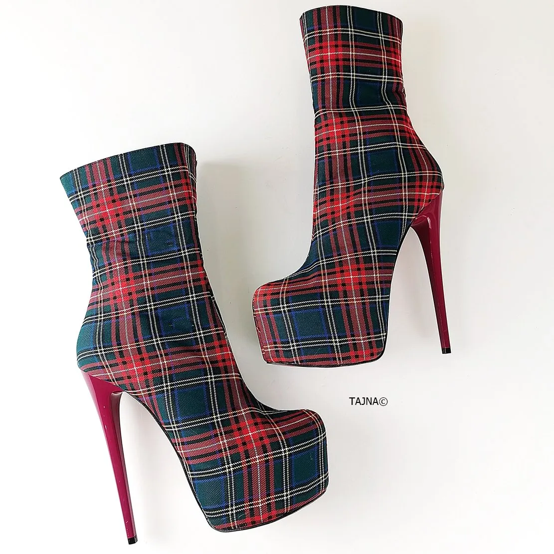 Tartan Ankle Platform Booties