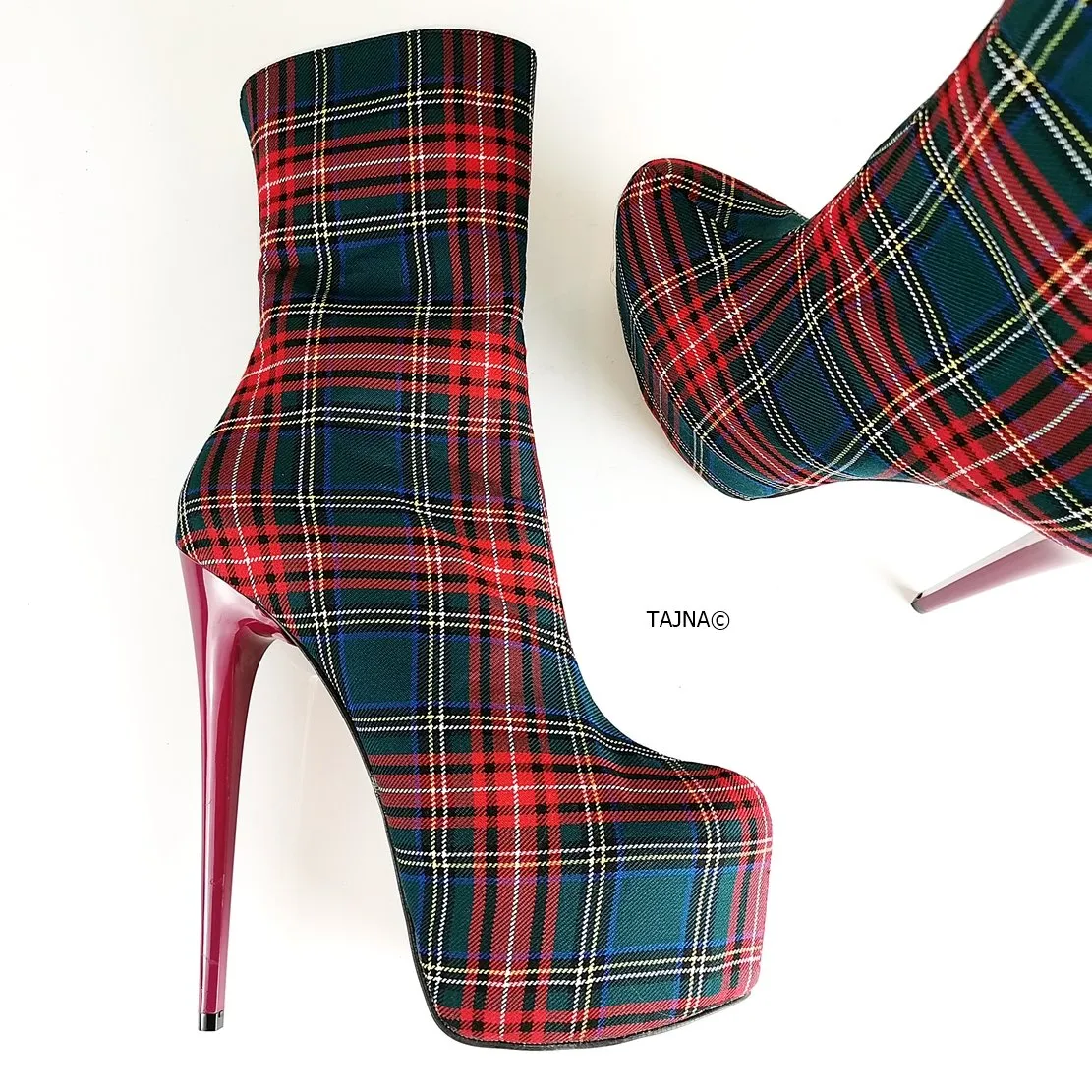 Tartan Ankle Platform Booties