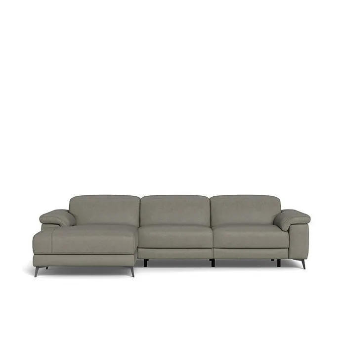 Tate 3 Seater Power Reclining Sofa with Chaise LHF in Leather