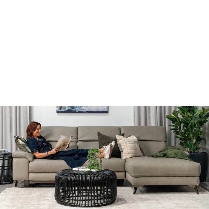 Tate 3 Seater Power Reclining Sofa with Chaise RHF in Leather