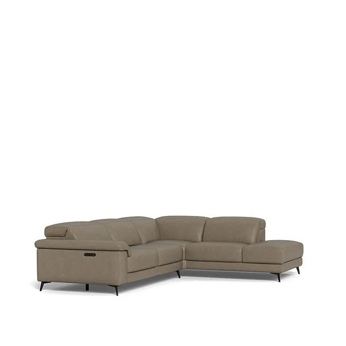 Tate 3 Seater Power Reclining Sofa with Corner Chaise RHF in Leather
