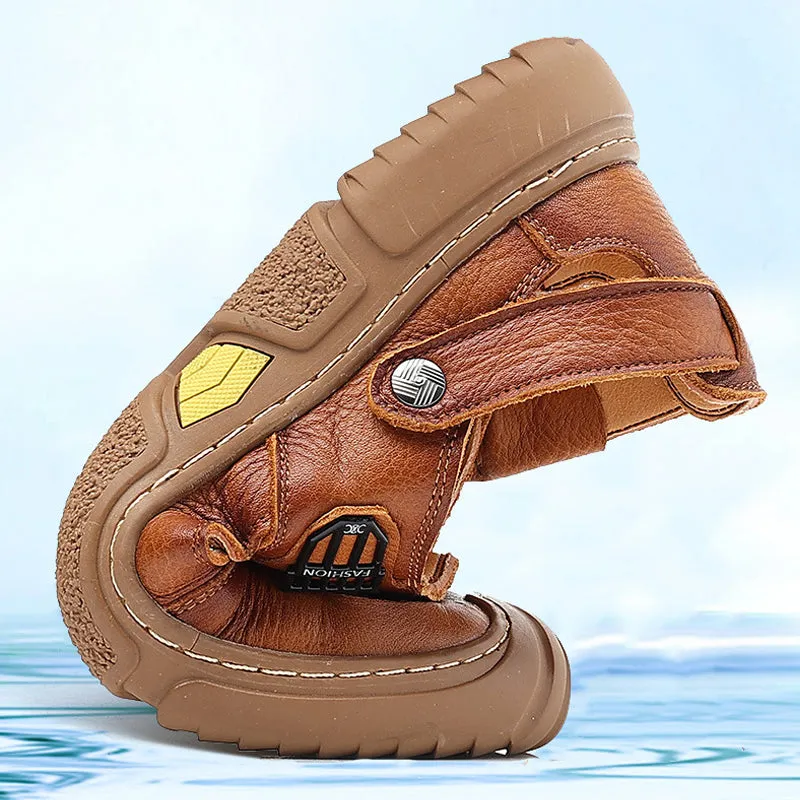 The Pathfinder Men Casual and Business Cowhide Leather Crocs Sandals