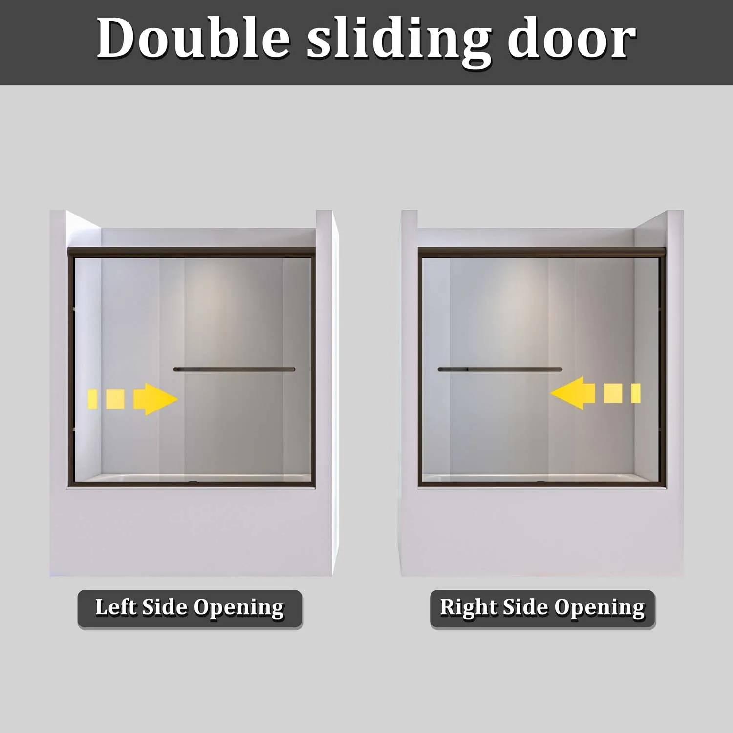 Toolkiss Semi Frameless Sliding Tub Shower Door 56’’ to 60’’ W x 58’’ H, Oil Rubbed Bronze