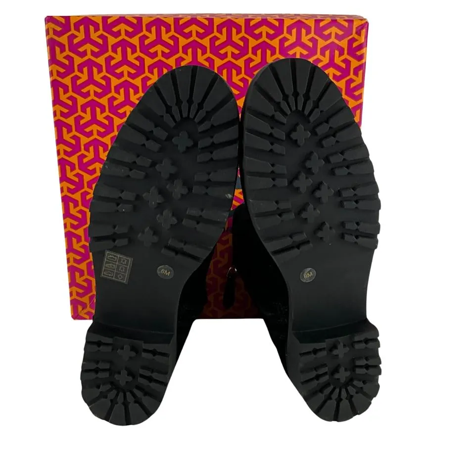 Tory Burch Women's Wool Boots Side Logo Black Sz 8