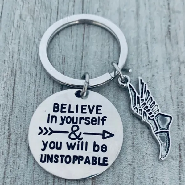 Track and Field Keychain - Believe in Yourself & You Will Be Unstoppable