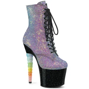 Unicorn-1020G Purple-Blue Glitter/Black, 7" Heels
