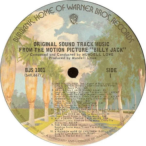 Various - Original Sound Track Music From The Motion Picture "Billy Jack" (LP, Album, RE) (NM or M-)