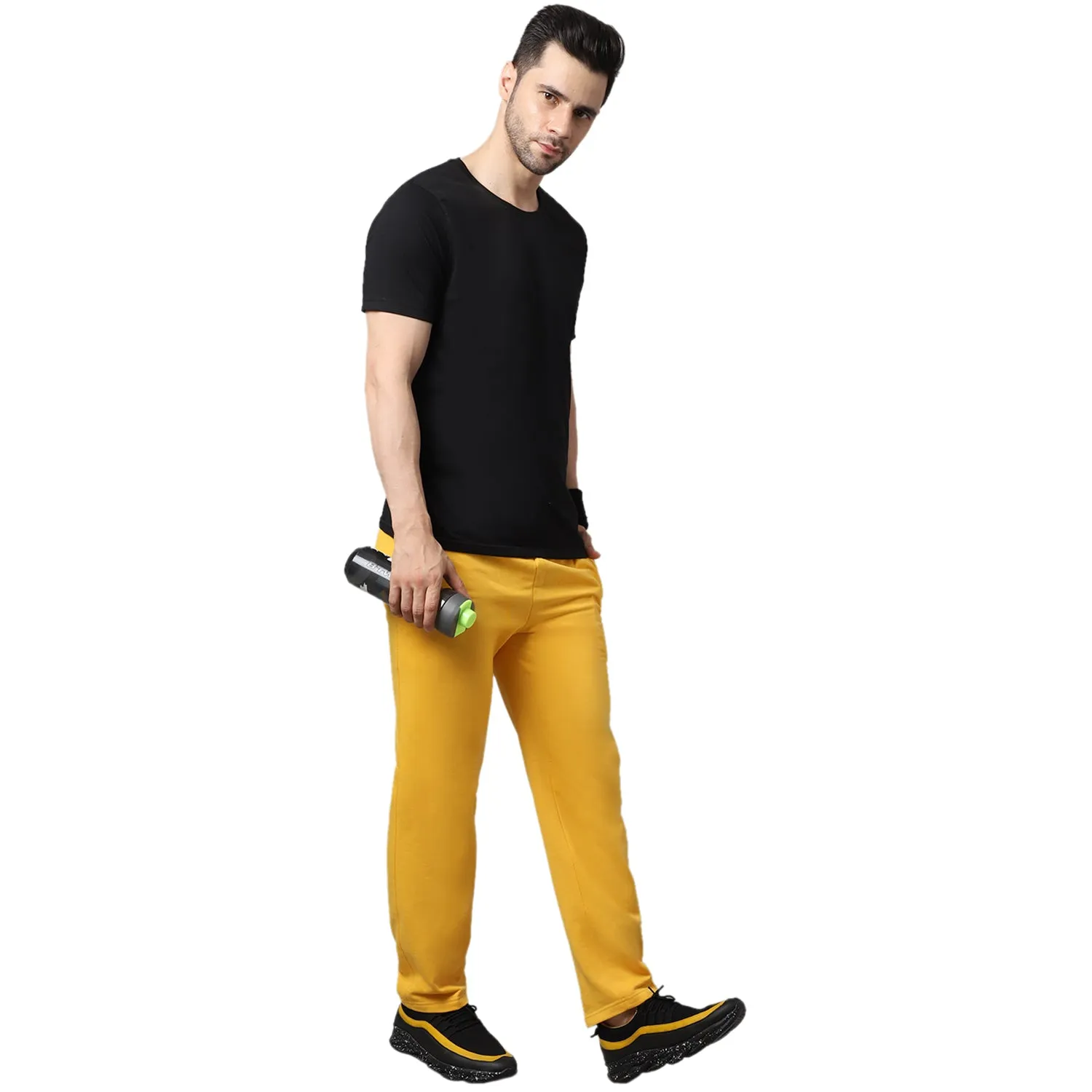 Vimal Jonney Fleece Regular-Fit Yellow Cotton Trackpant for Men
