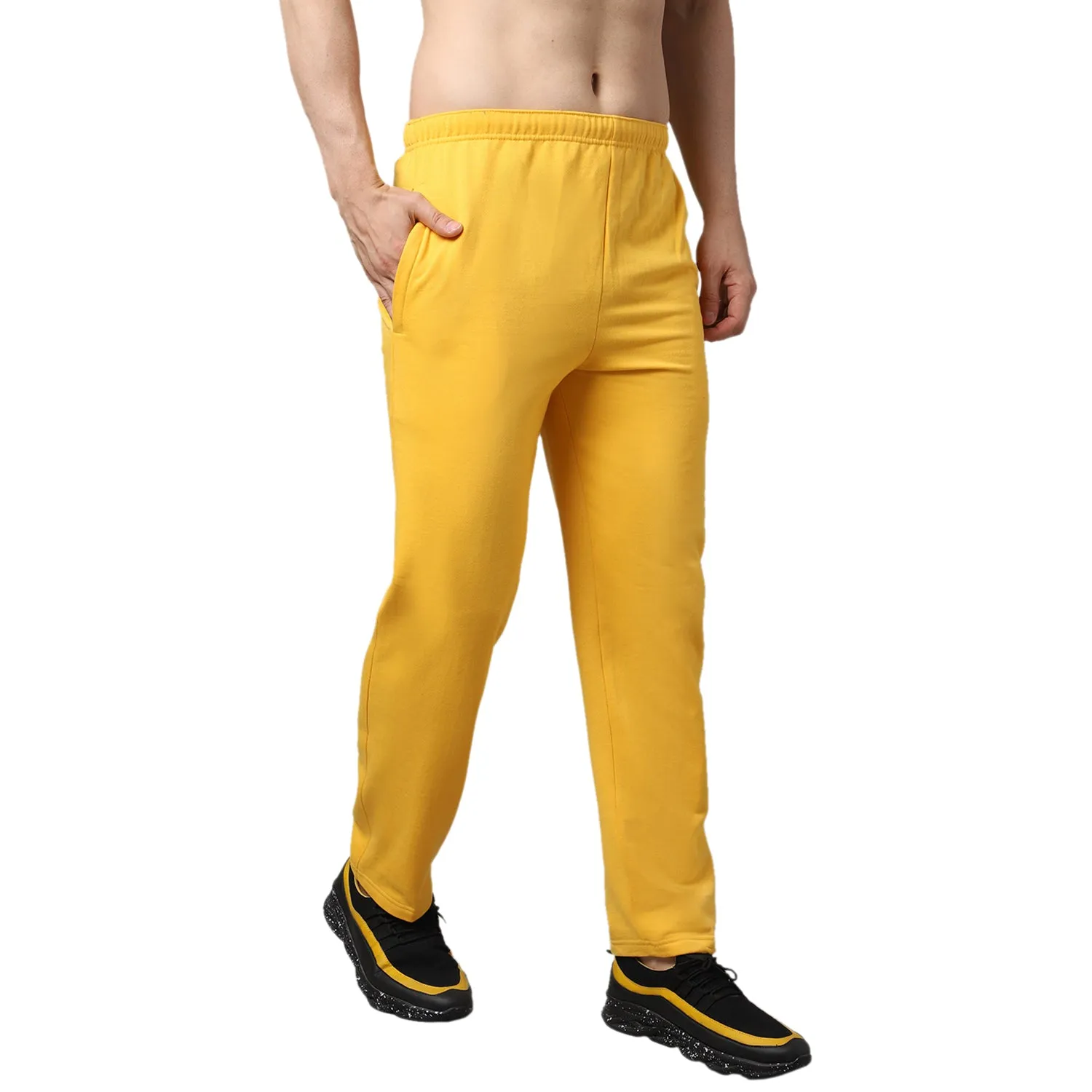 Vimal Jonney Fleece Regular-Fit Yellow Cotton Trackpant for Men