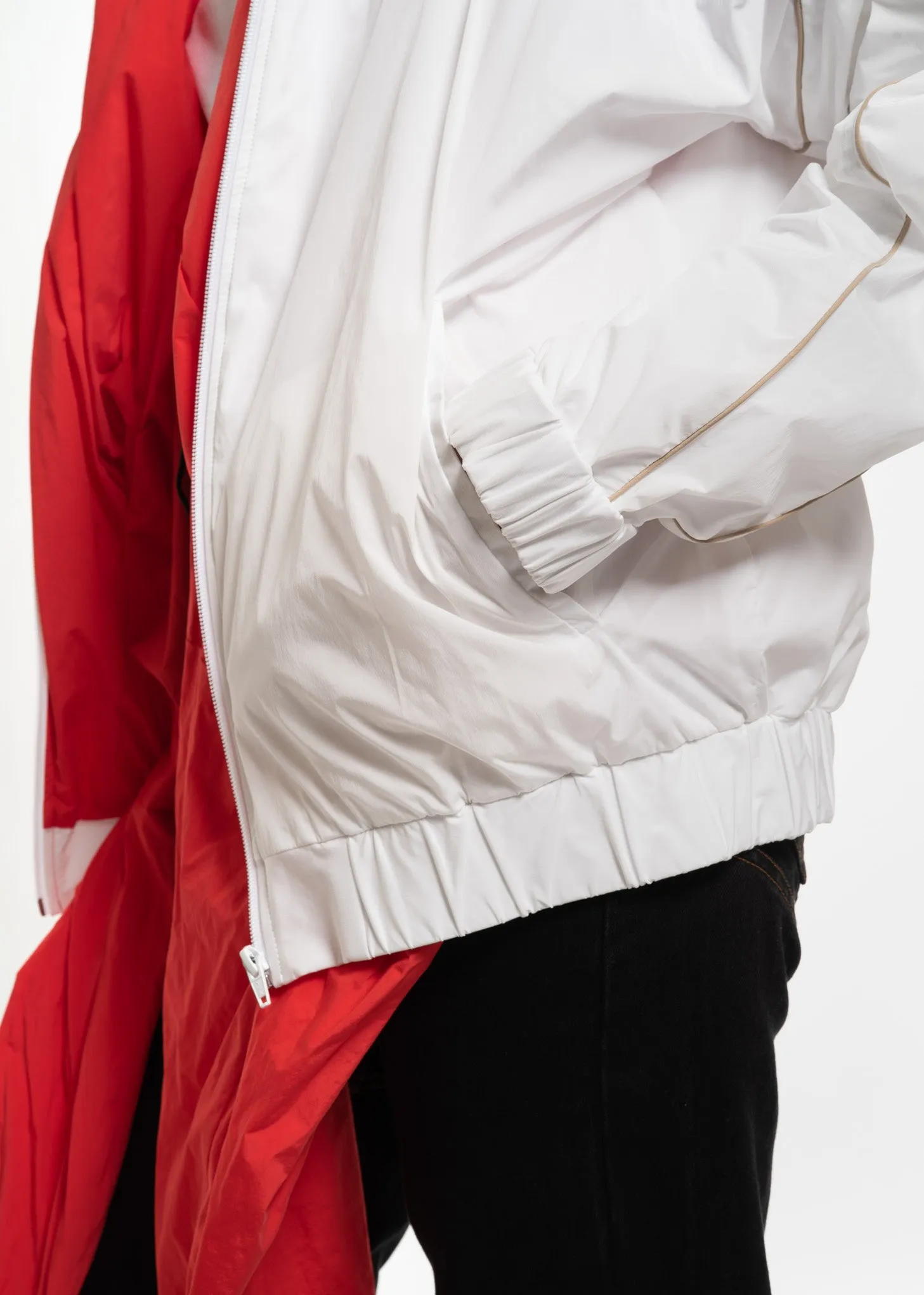 White and Red Layered Track Jacket