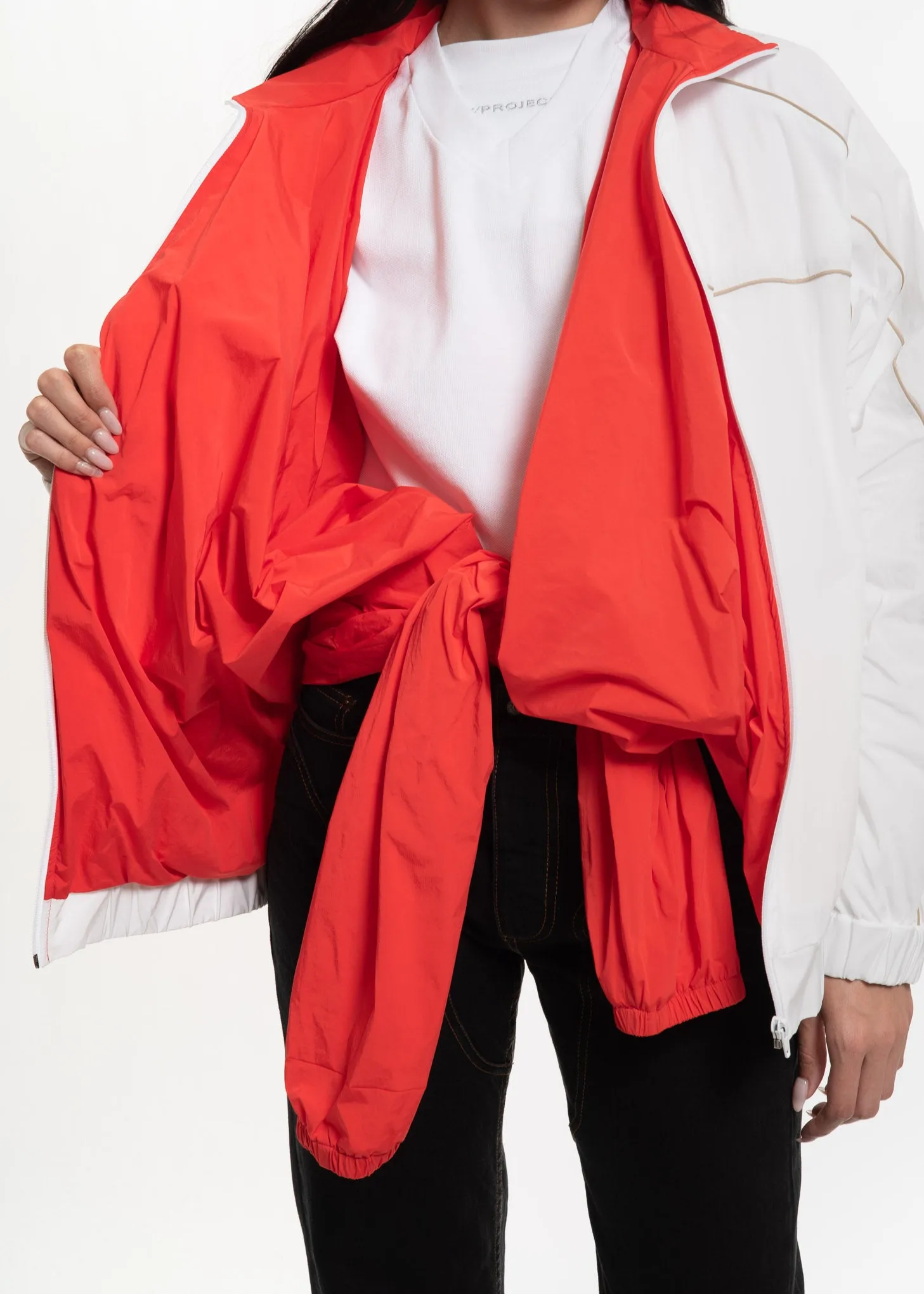 White and Red Layered Track Jacket