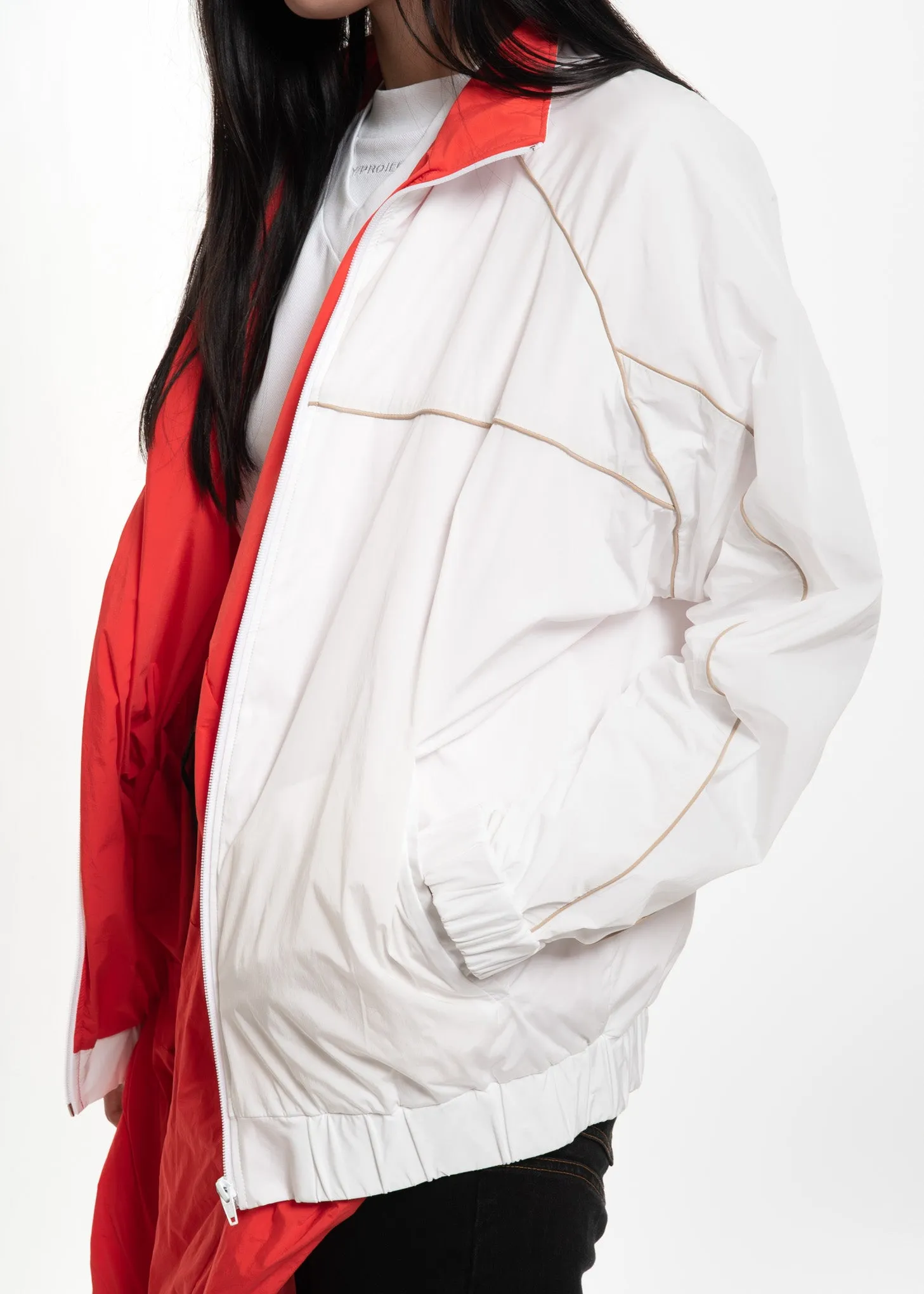 White and Red Layered Track Jacket