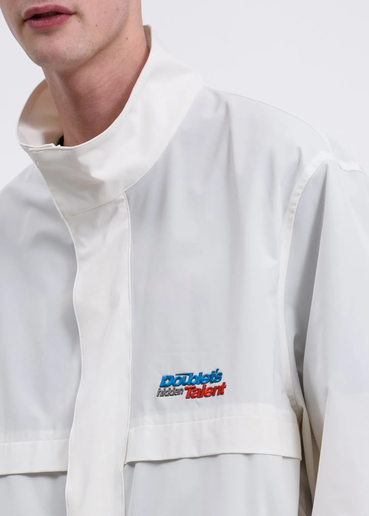White Printed Chaos Embroidery Track Jacket