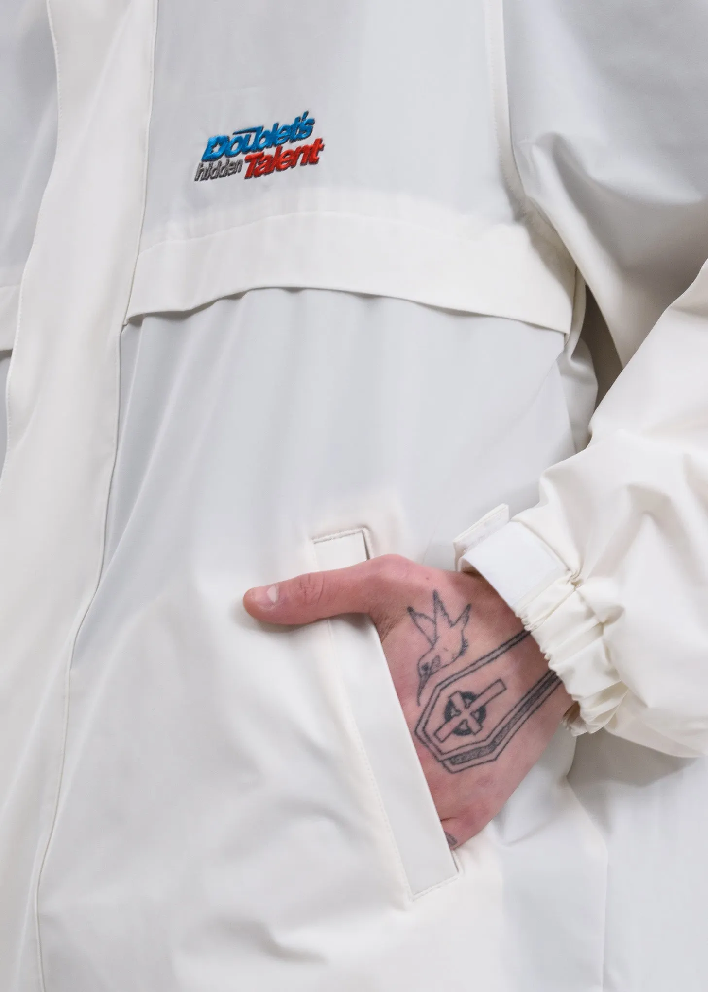 White Printed Chaos Embroidery Track Jacket