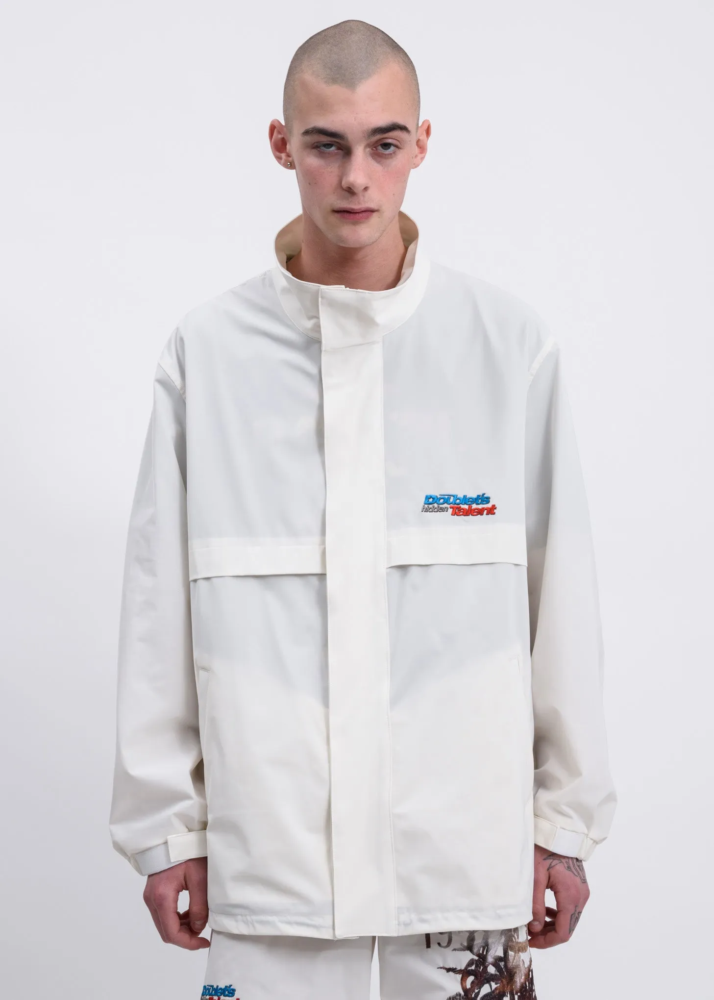 White Printed Chaos Embroidery Track Jacket