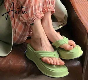 Women Slippers New Clip Toe Sandals Women Shoes Wedge Platform Slippers Fashion Dress High Heels Female Flip Flops Casual
