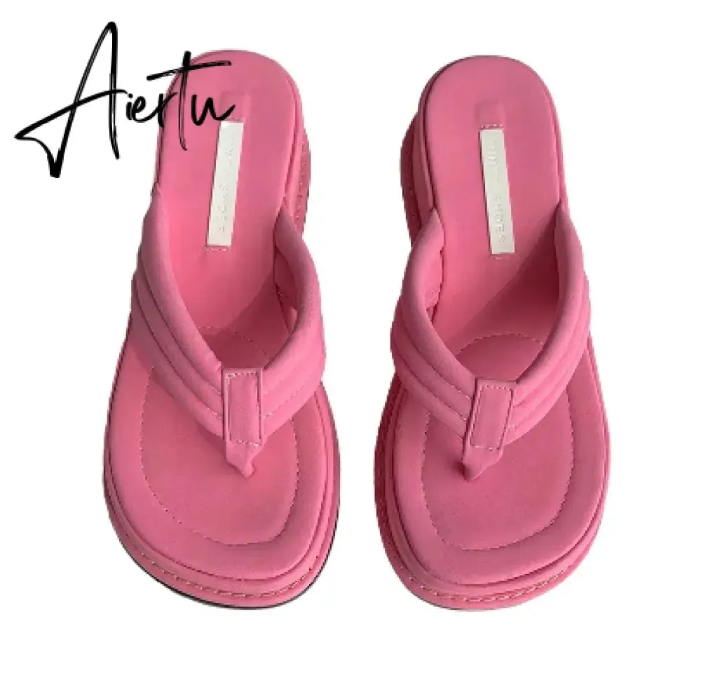 Women Slippers New Clip Toe Sandals Women Shoes Wedge Platform Slippers Fashion Dress High Heels Female Flip Flops Casual