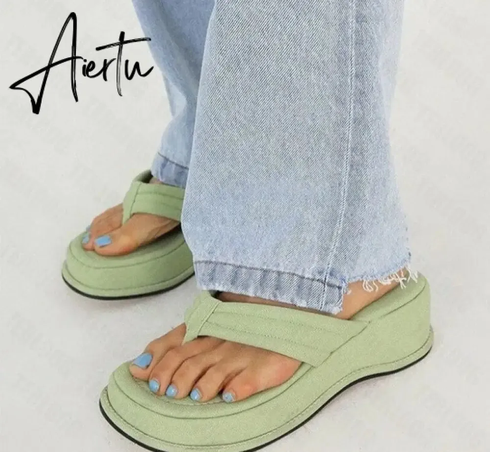 Women Slippers New Clip Toe Sandals Women Shoes Wedge Platform Slippers Fashion Dress High Heels Female Flip Flops Casual