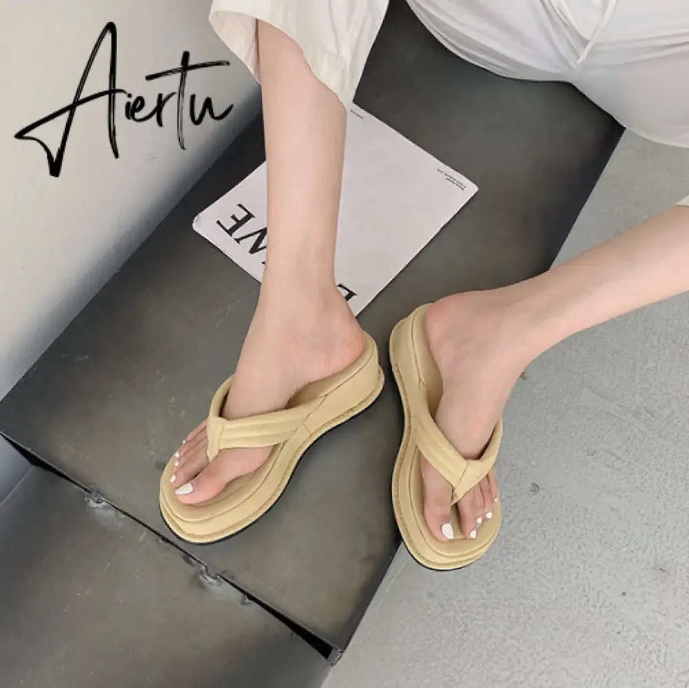 Women Slippers New Clip Toe Sandals Women Shoes Wedge Platform Slippers Fashion Dress High Heels Female Flip Flops Casual